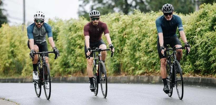 three riders on their best road bikes
